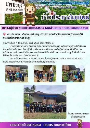 พช.บ้านลาด : ติดตามสนับสนุนการพัฒนาครัวเรือนยากจนเป้าหมายที่มีรายได้ต่ำกว่าเกณฑ์ จปฐ.